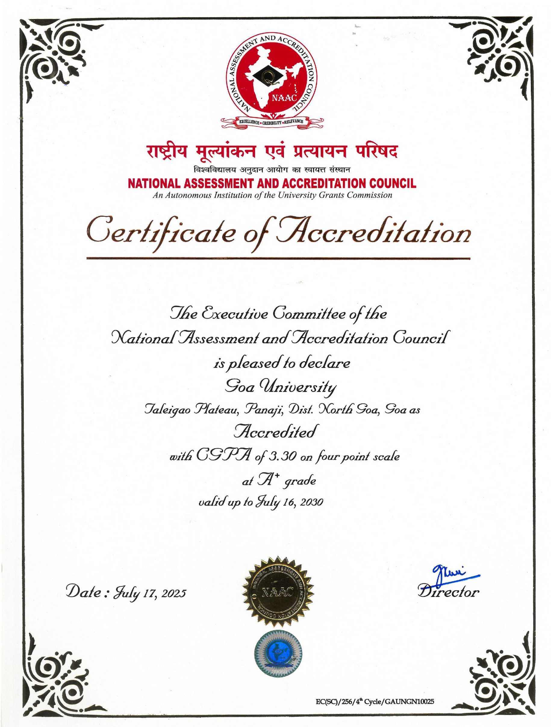 NAAC Certificate
