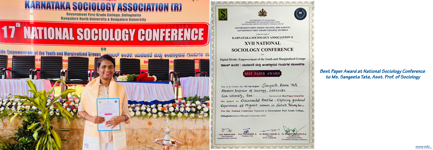 Best Paper Award at National Sociology Conference: Ms. Sangeeta Tate, Sociology