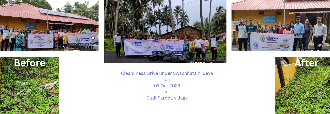 Cleanliness Drive under Swachhata hi Seva  on 01 Oct 2023 at Gudi Paroda village