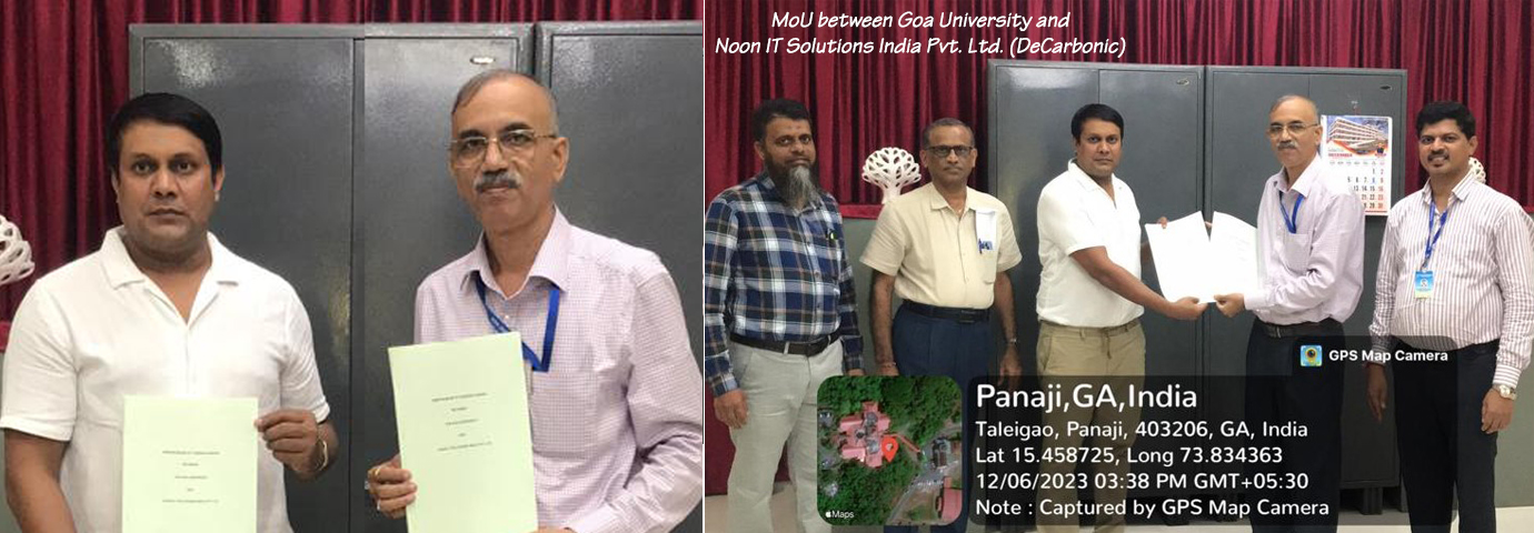 MoU between Goa University and Noon IT Solutions India Pvt. Ltd. (DeCarbonic)