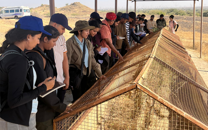 MSc Applied Geology Part 2 students on a fieldtrip at Akal, Jaisalmer