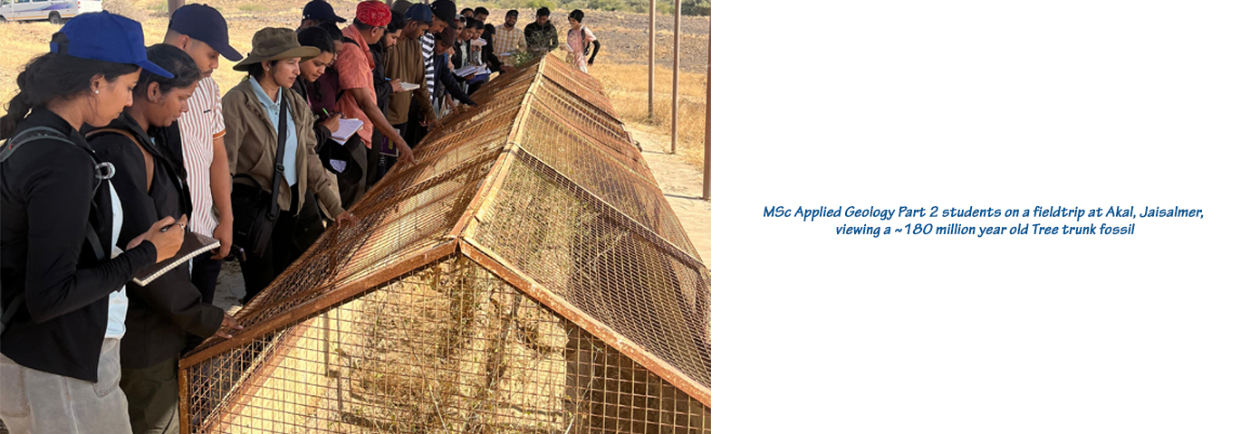 MSc Applied Geology Part 2 students on a fieldtrip at Akal, Jaisalmer