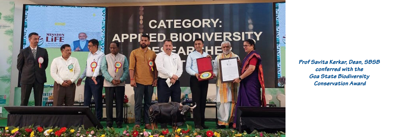 Prof Savita Kerkar, Dean, SBSB conferred with Goa State Biodiversity Conservation Award