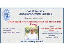 Talk on the topic MOF-based Host-Guest materials for Sustainable Energy.
